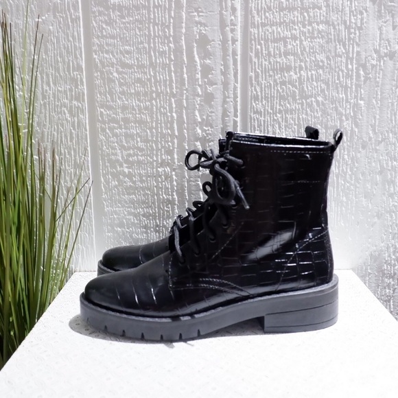 TOPSHOP BUSTER CROC MOTO LACE UP BOOTS SIZE 37 ✨ - Picture 3 of 7